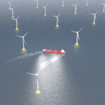 Figure 2 Conceptual image of ship drifting in floating offshore wind farm